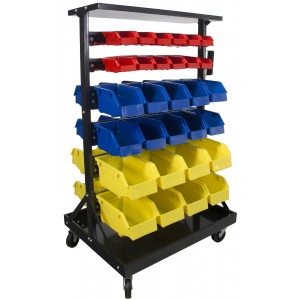 Erie Tools 60 Bin Double-Sided Parts Storage Rack with Locking Wheels