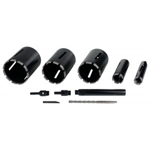 Steel Dragon Tools® 5-Piece 1.5" to 5" Dry Diamond Core Drill Bit Kit with Case