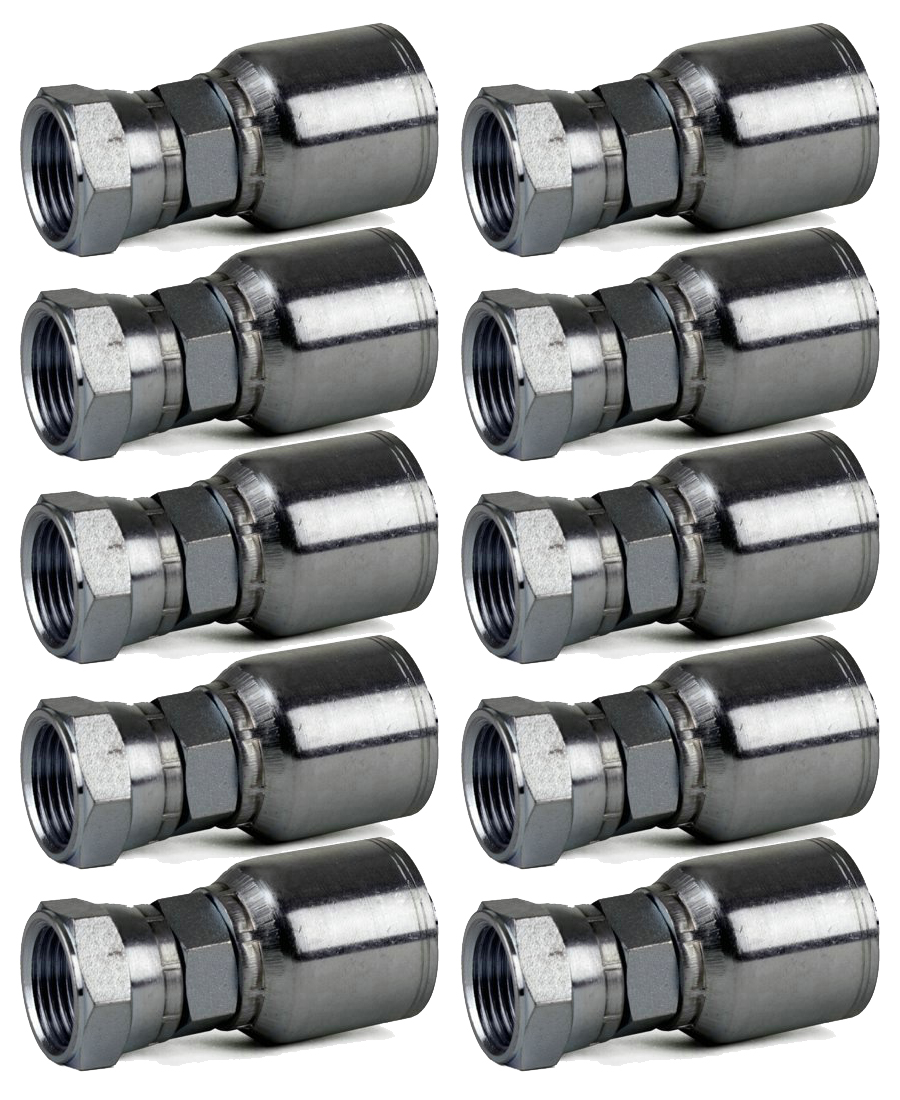 10 Pack FJX-04-06 1/4" Hose x 3/8" JIC 37° Female Hydraulic Hose Fitting