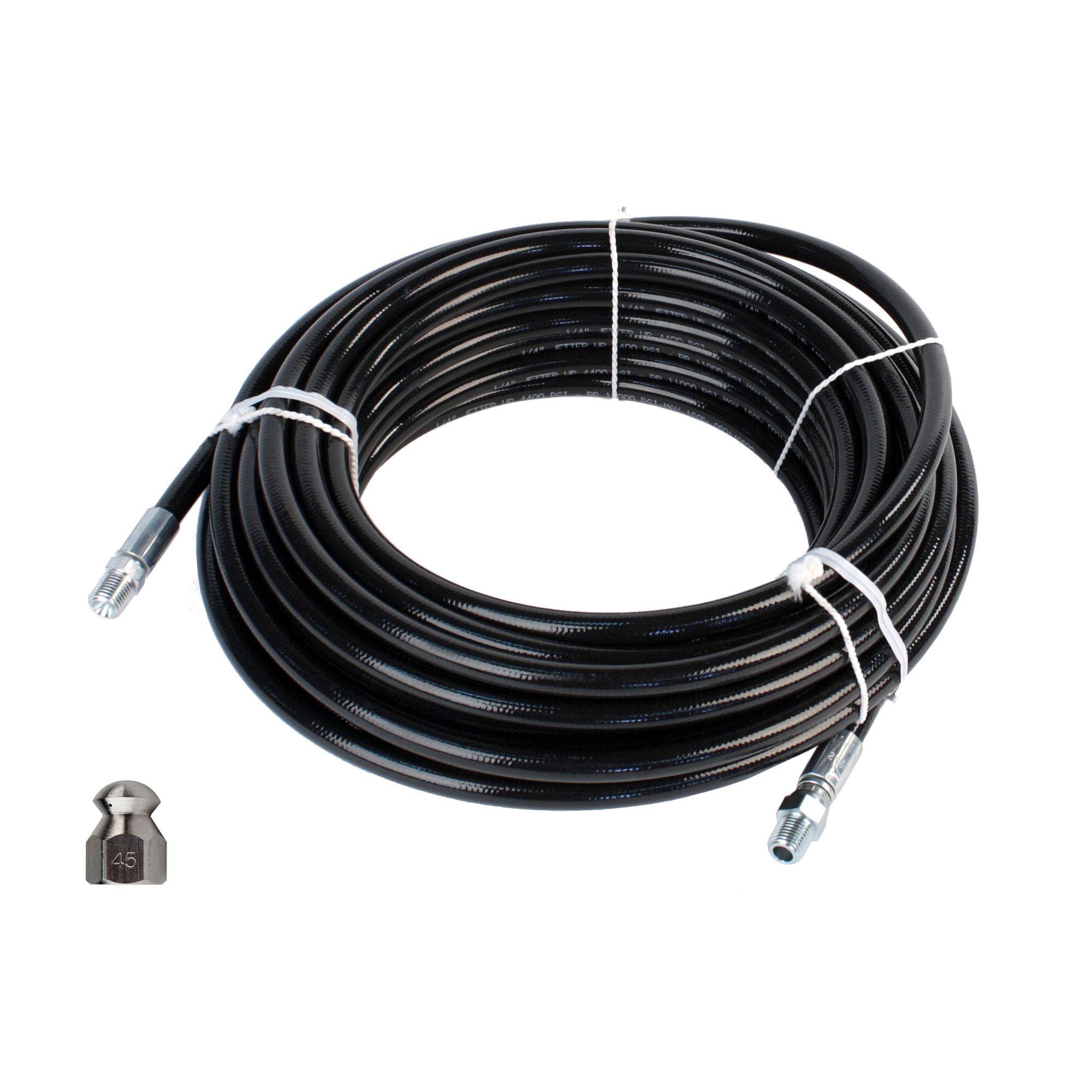 Schieffer 1//8/" x 50/' Sewer Jetter Hose /& 5.0 Button Nose /& 5.5 Rotating Nozzles
