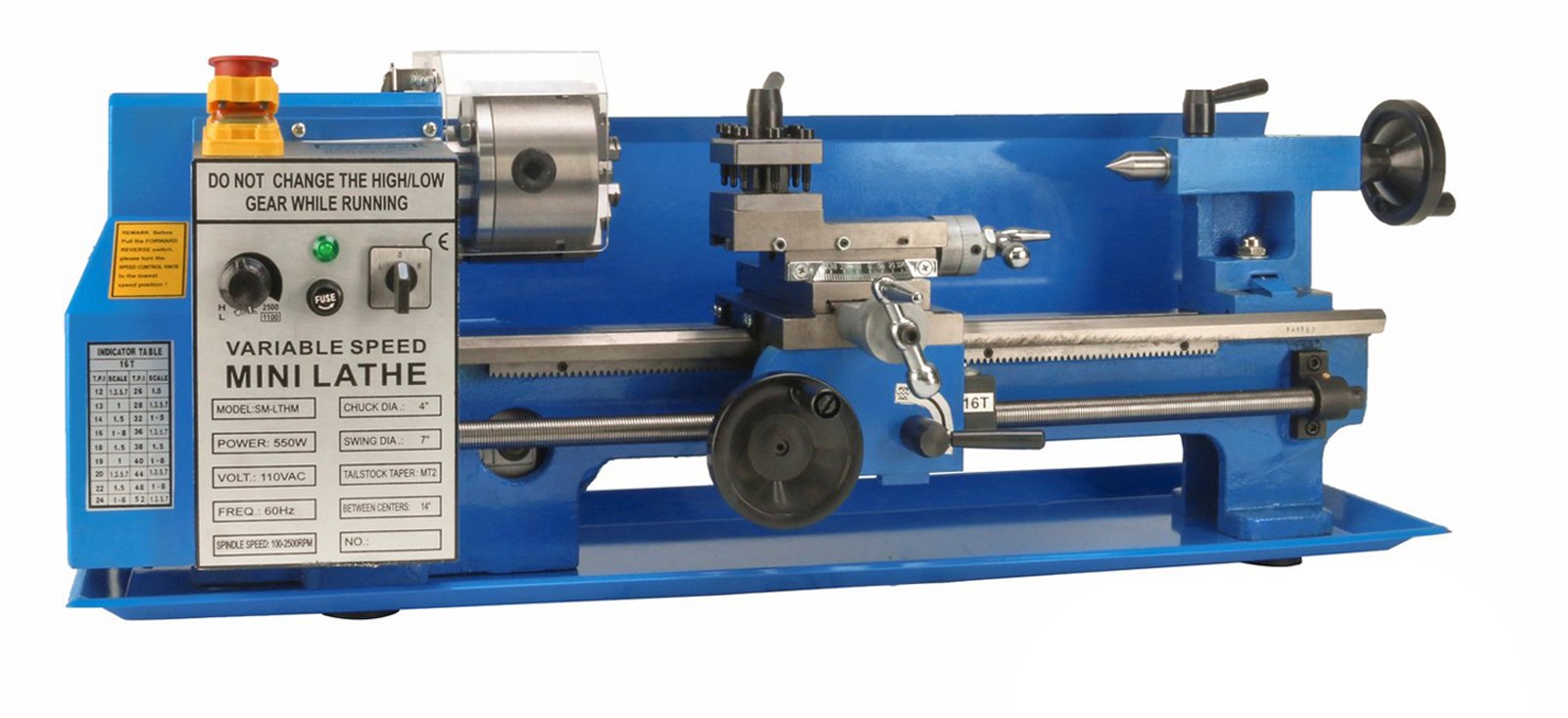 550w 7 X 14 Bench Top Digital Readout Mini Metal Lathe Variable