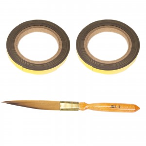 Two Rolls of Flexible and Reusable Andrew Mack Magnetic Tape Mack Mags and Long Stryper Brush 1 for Pinstriping