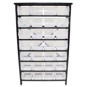 28 Bin Floor Stand Storage Parts Rack Screw Bolt Shop Garage Tool Box Organizer